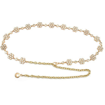 Rhinestone inlaid fine metal belt