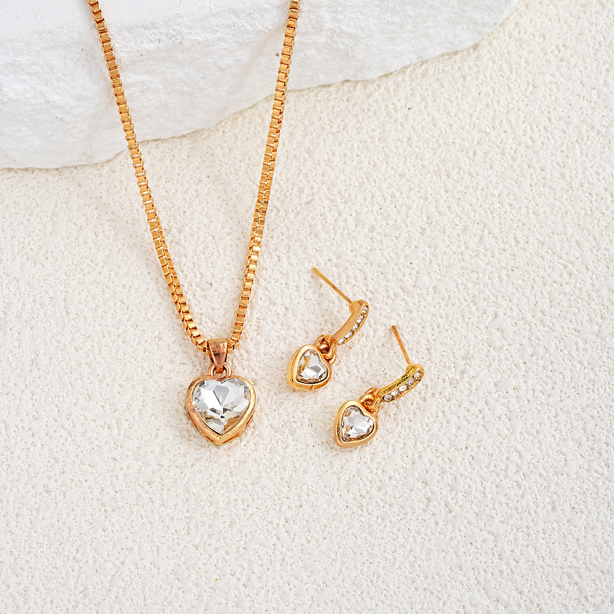 Gold Zircon Necklace & Earring Set
