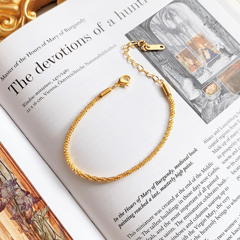 Women's Minimalist 18K Gold Titanium Steel Twisted Chain Bracelet
