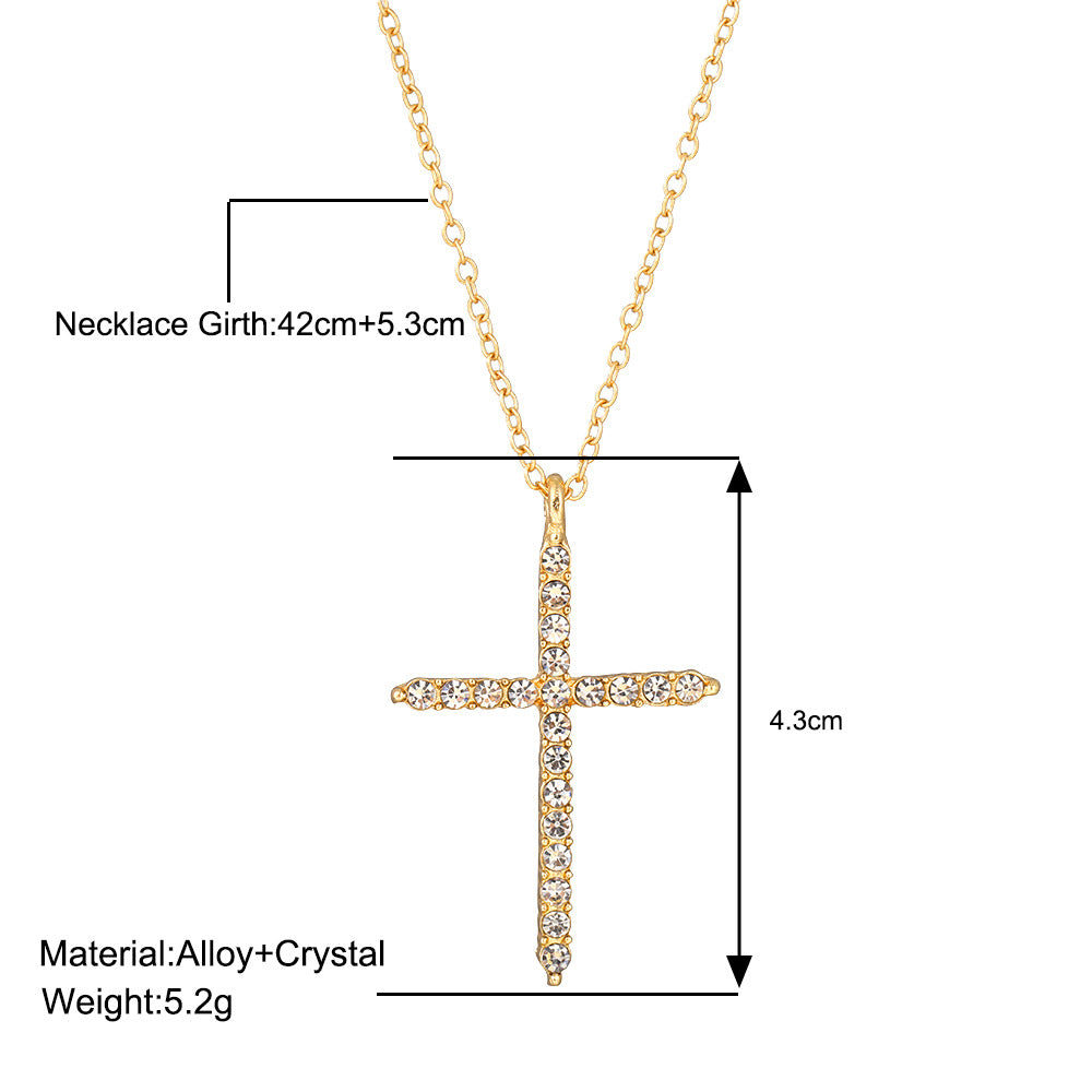 Vintage Rhinestone Cross Pendant Necklace