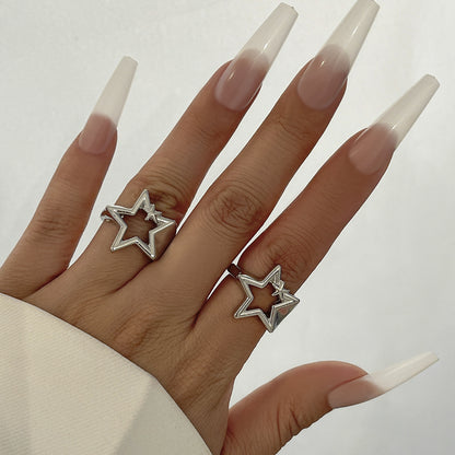 Heart Open Alloy Ring Set