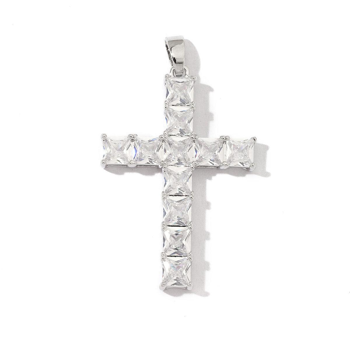 Square zircon cross necklace pendant.