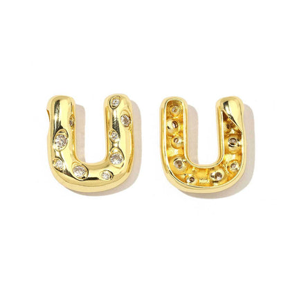 18K real gold copper inlaid zircon 26 letter pendant.