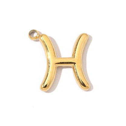 Twelve constellations 18K gold titanium steel pendant