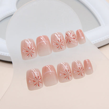 Blush Fireworks Star Short Ballerina Nails
