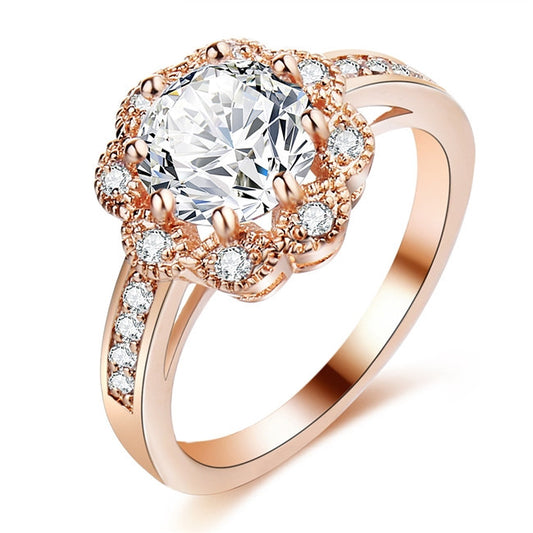 Rose Gold Plated Diamond Moissanite Women's Ring