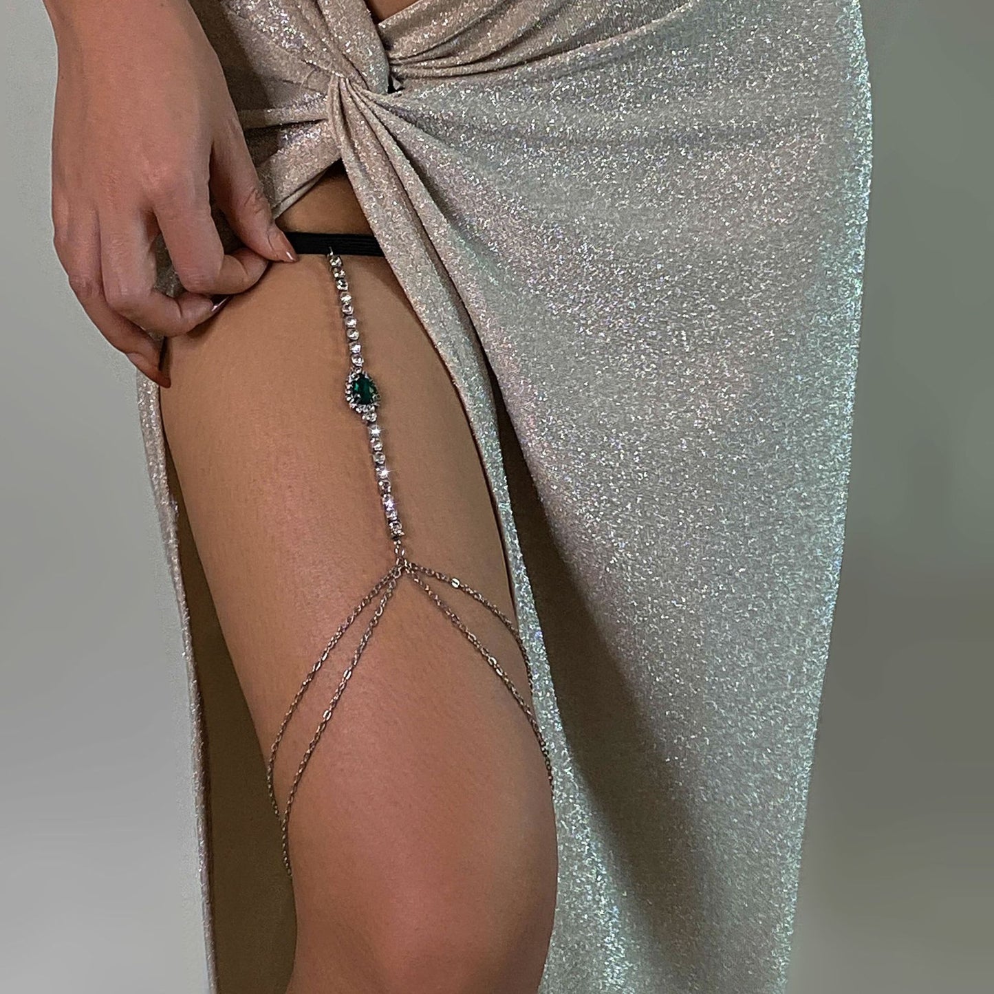 Beach tassel rhinestone thigh chain