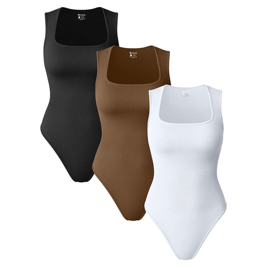 Mono de yoga ajustado con cintura alta y elástico que esculpe el cuerpo con un chaleco acanalado sexy 