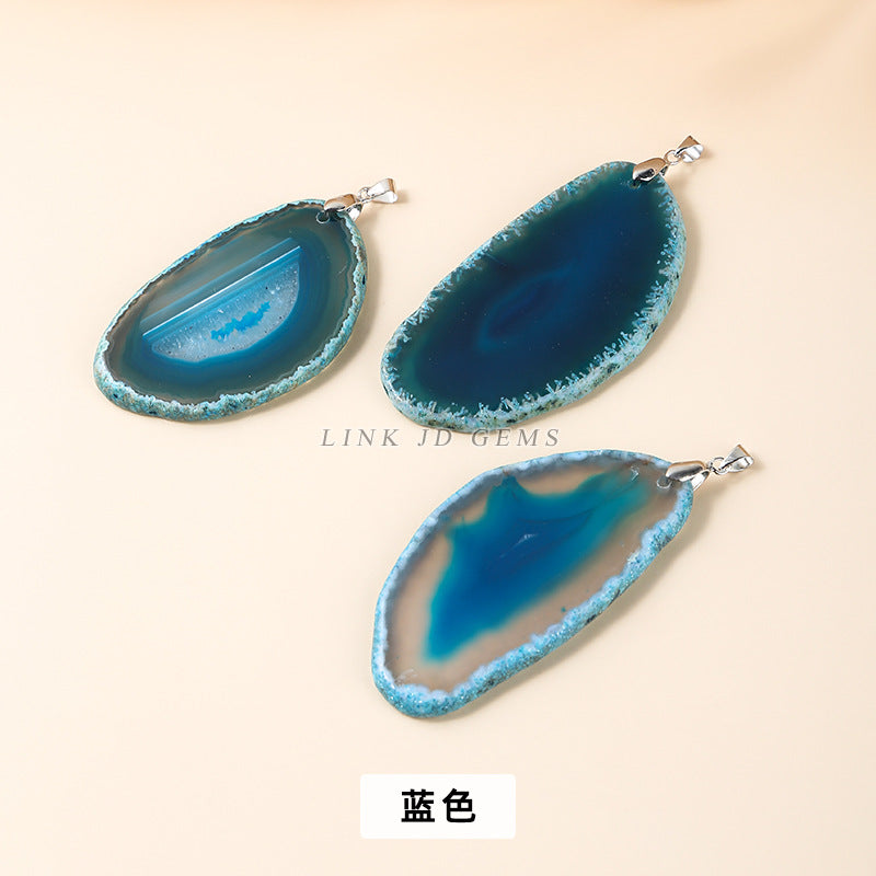 Colorful irregular agate sheet pendant