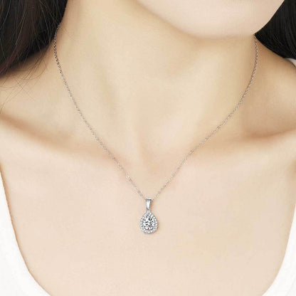 Titanium steel mermaid tear necklace copper inlaid 5A zircon pendant