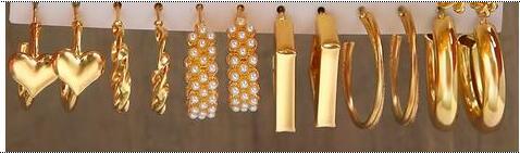 6-Piece Gold Twisted C-Hoop Earring Set