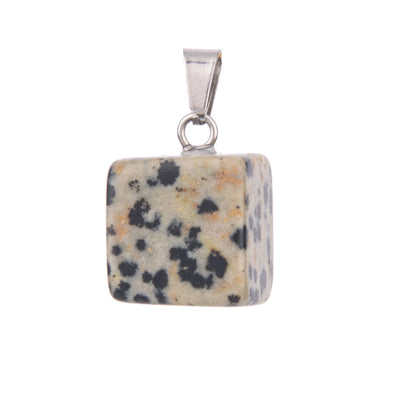 Crystal amorphous semi-precious stone cube pendant