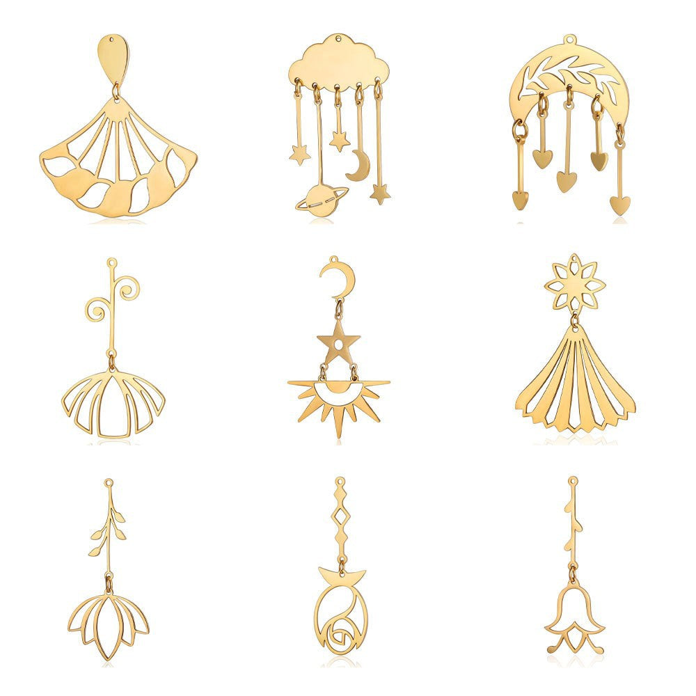 5 pcs/pack flower fringed titanium steel pendant