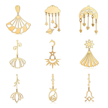 5 pcs/pack flower fringed titanium steel pendant