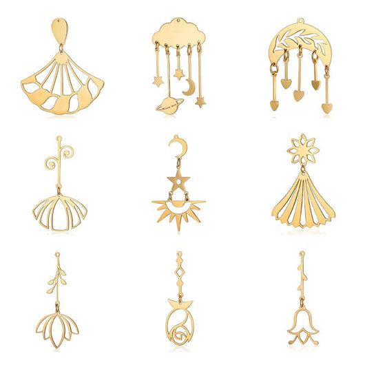 5 pcs/pack flower fringed titanium steel pendant