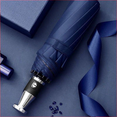 Automatic 3-Fold Umbrella 10 Rib Black Coated Umbrella