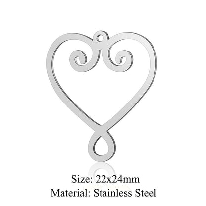 5 pcs/pack, love electrocardiogram, titanium steel pendant, peach heart DIY.