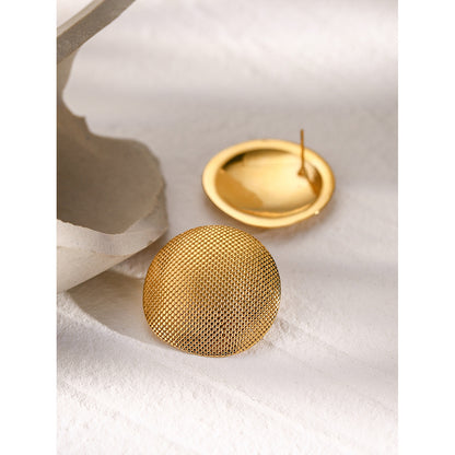 Antique Gold Embossed Round Earrings