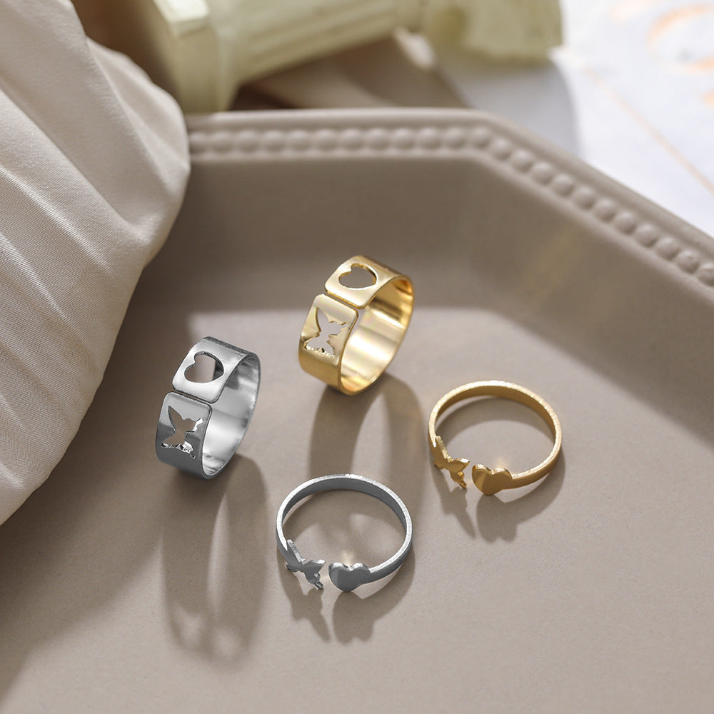 Open Hollow Butterfly Love Ring