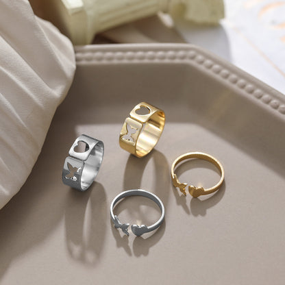 Open Hollow Butterfly Love Ring