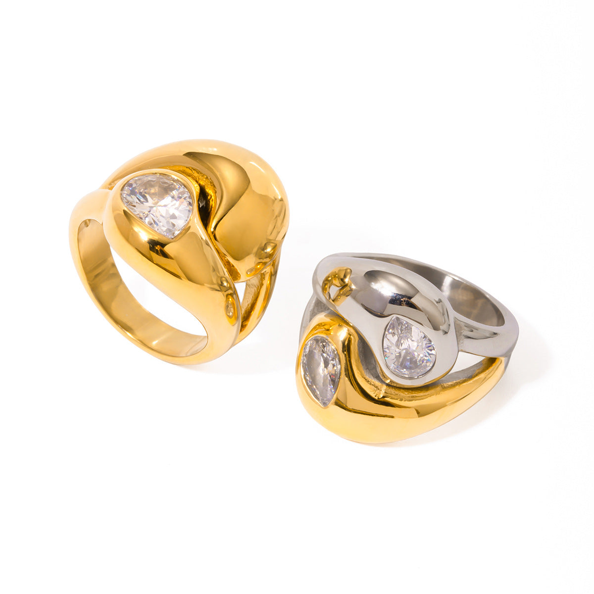 Teardrop Shaped Zirconia Ring