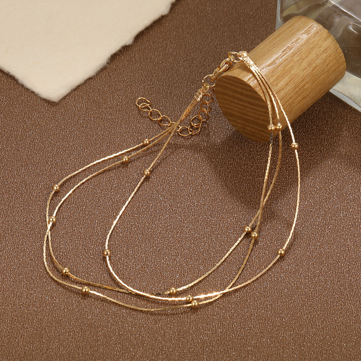 Three-Layer Round Bead Anklet Set