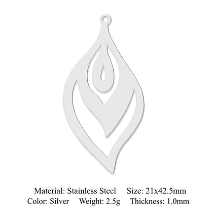 5 pcs/pack geometric square titanium steel pendant ginkgo biloba DIY