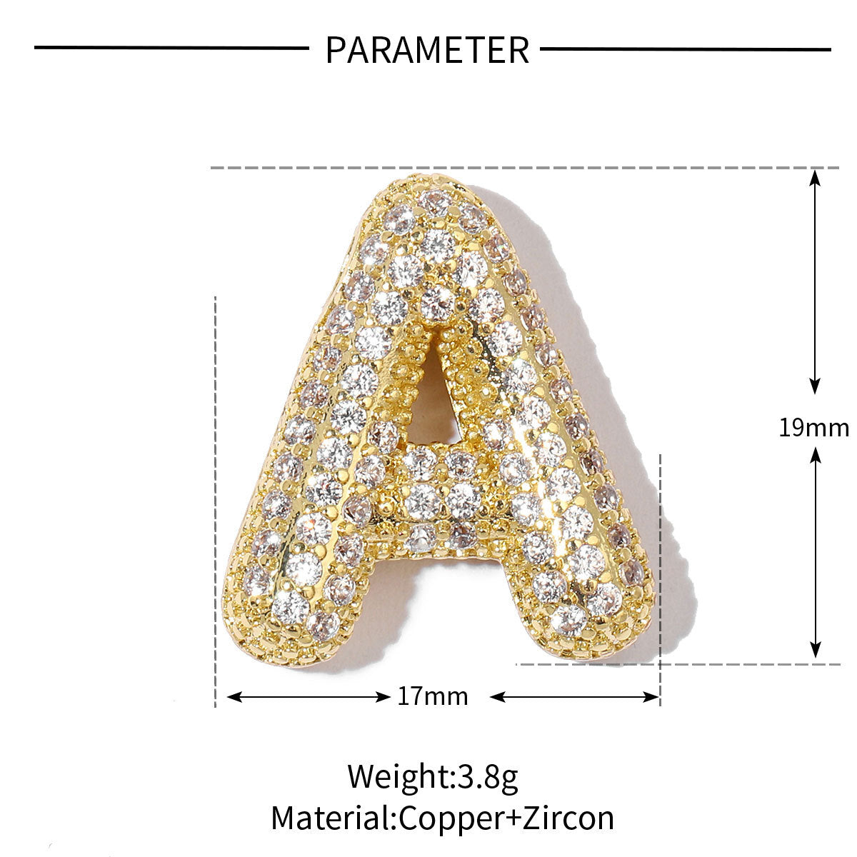 fashion A-Z Copper Zircon Letter Necklace Pendant