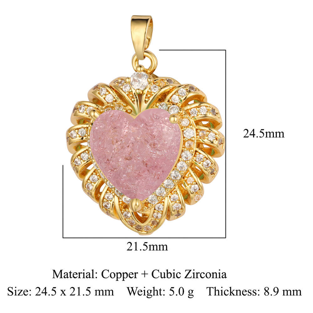 Copper zircon pendant water drop oval square
