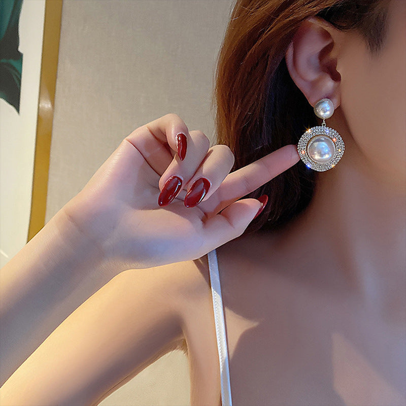 Pendientes de plata S925 con perlas y diamantes 
