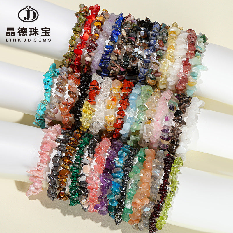 Pulsera de grava de cristal, elegante y sencilla, de un solo círculo. 