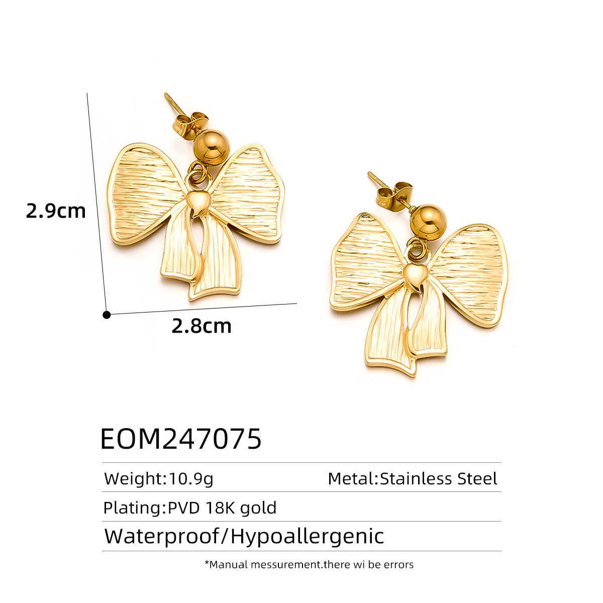 18K Gold Titanium Steel Stud Earrings