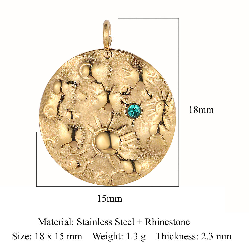 Sun Star Moon Crescent Stainless Steel Pendant
