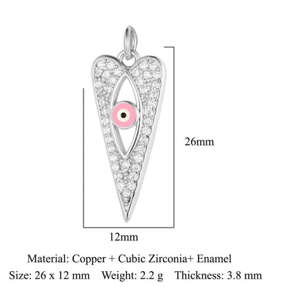 Colgante de cobre y circonita con forma de ojo del diablo y siete cuentas 