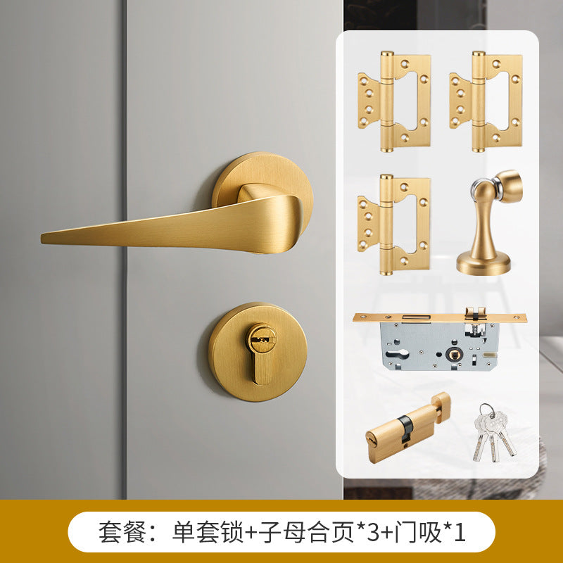 Brass door lock gold silver lock
