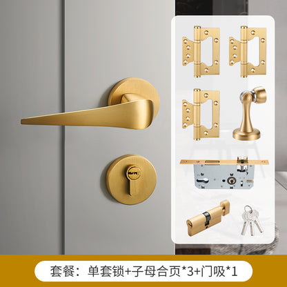 Brass door lock gold silver lock