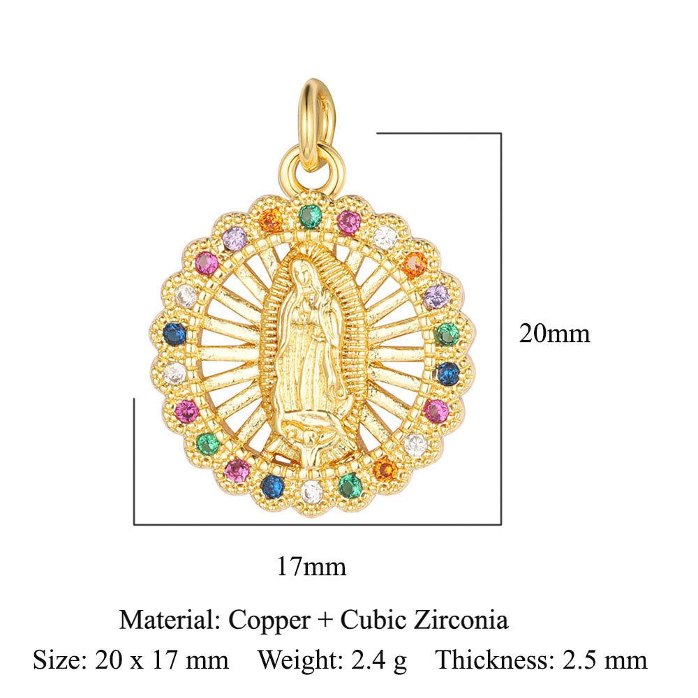 Copper Zircon Cross Virgin Necklace Pendant