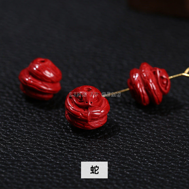 Raw mineral emperor sand twelve zodiac cinnabar loose beads
