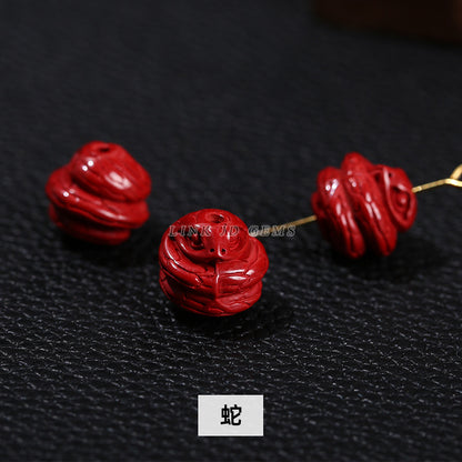 Raw mineral emperor sand twelve zodiac cinnabar loose beads