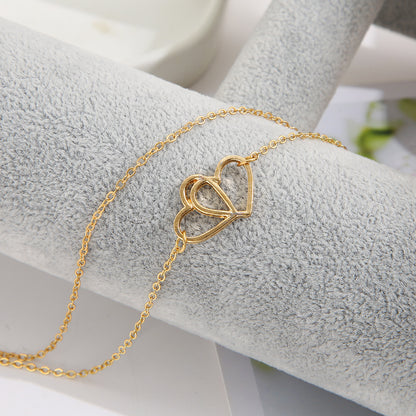 Double-layer love heart anklet jewelry
