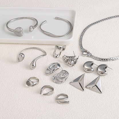 Bracelet Steel Ring Polished Earrings