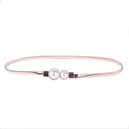 Pearl double buckle waist chain