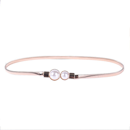 Pearl double buckle waist chain