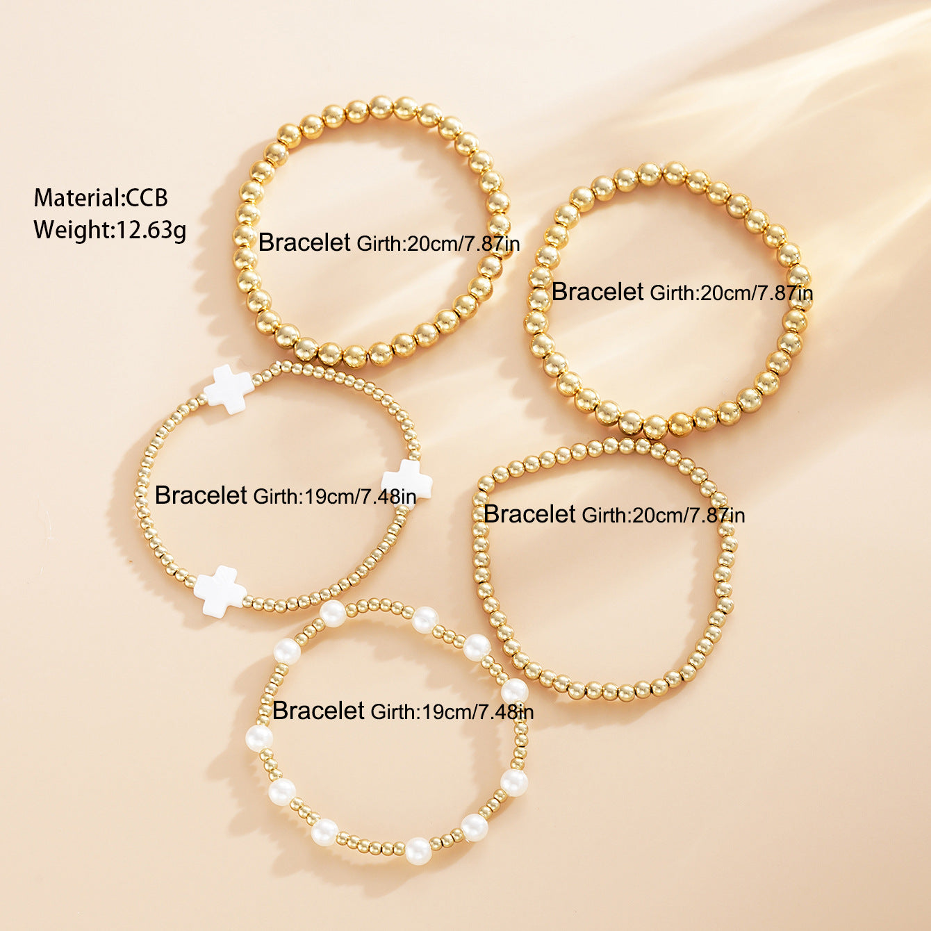 CCB Beaded Stackable Bracelet Set (5-Piece)