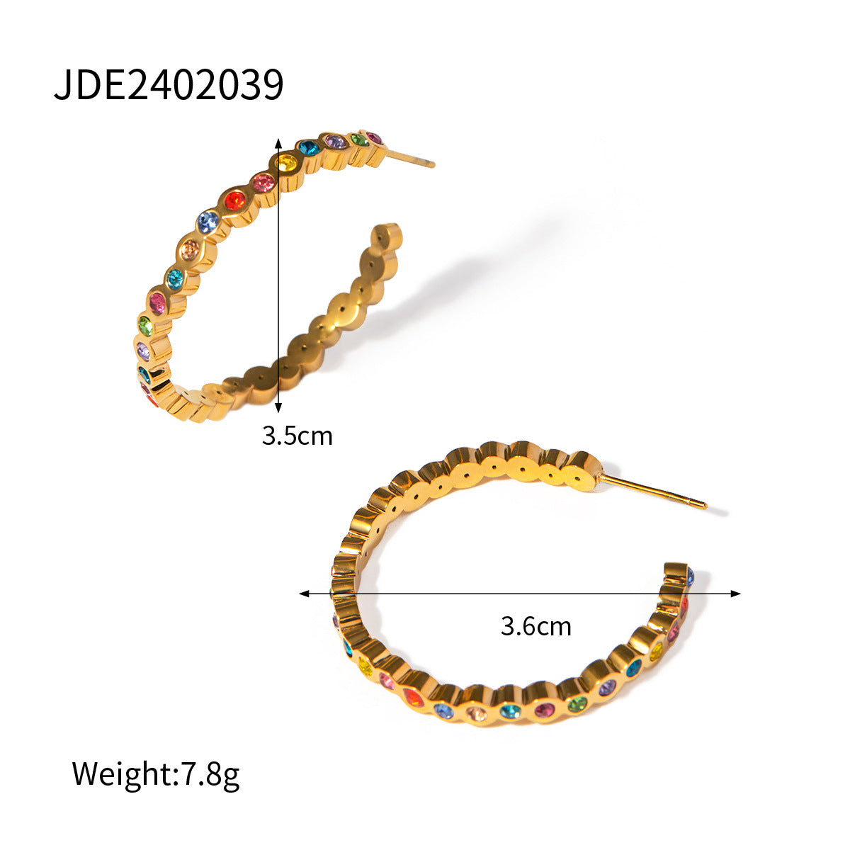 Round earrings with fancy colored diamonds