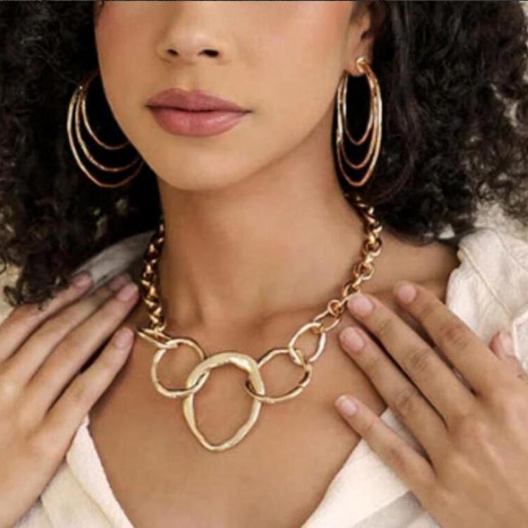 Irregular Cuban Chain Necklace & Earrings Set