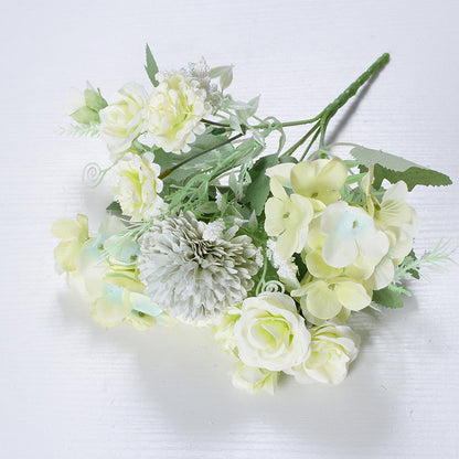 7 cachos de rosas adereços de flores artificiais buquê de crisântemo 