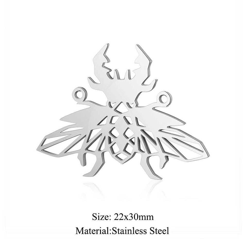 5 pcs/titanium steel paper-cut style animal pendant.