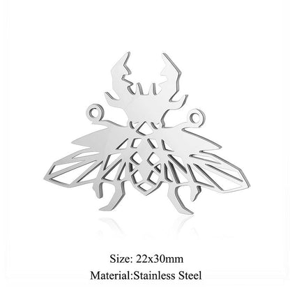 5 pcs/titanium steel paper-cut style animal pendant.