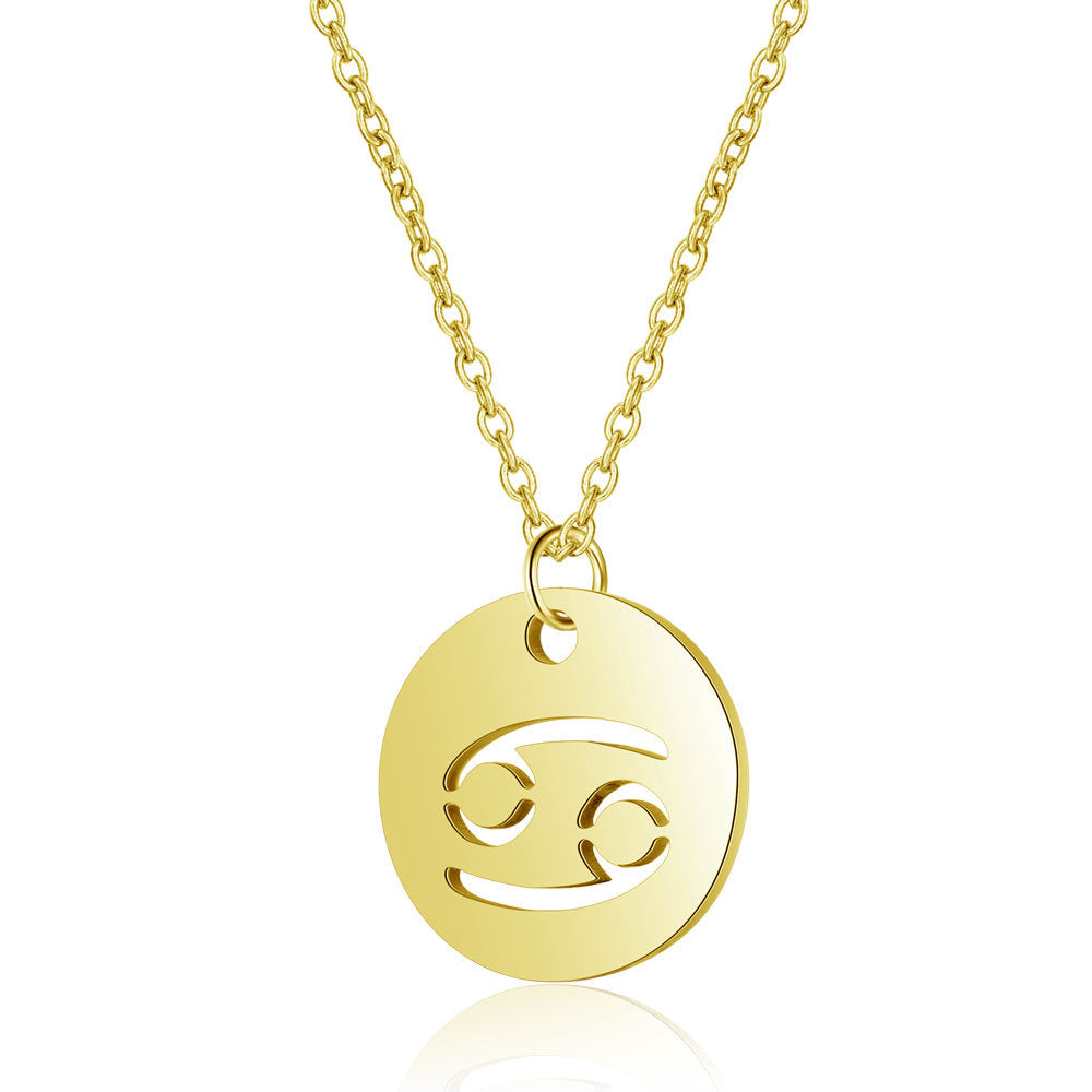 Twelve constellations titanium steel necklace